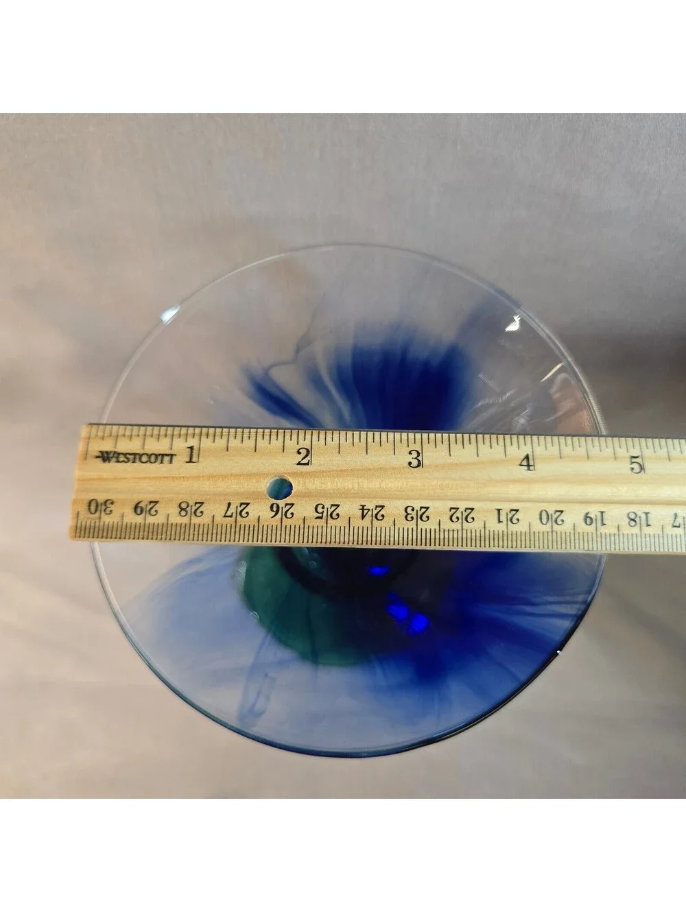 Vtg Libbey Marbelique Martini Glass Cobalt Blue Swirl Emerald Green Stem 6.5